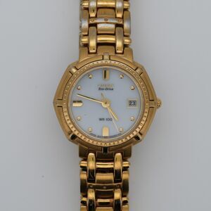 Citizen Eco-Drive E011-S051831 28mm Gold Tone WR100 Solar Watch
